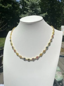 Ross Simons 14K Gold Over Sterling 11.00ctw Simulated Gemstone & CZ Necklace - Picture 1 of 20