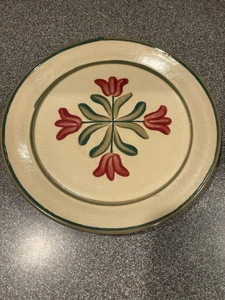 Beaumont Brothers Keramik Speiseteller Tulpen grün rosa rot hellbraun Vintage 2002 - Bild 1 von 4