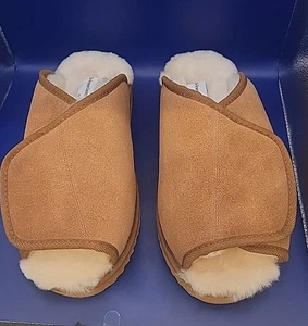 A++ Vermont Country Store Sheepskin Adjustable Scuffs 13 Slipper Fur Shearling - Picture 1 of 5