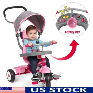4-in-1 Stroll N Trike Infant Toddler Tricycle W/ Activity Tray 3-Point Harness - Picture 1 of 23