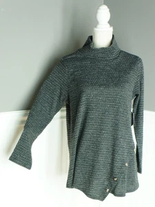Neu mit Etikett New York Laundry Damengröße L Wasserfallausschnitt grau Wabenmuster Pullover Tunika - Bild 1 von 4