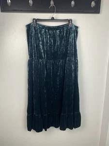 Vintage Samt 1x Rock grün Stufen Whimsygoth Fee Bohemian Gypsy - Bild 1 von 3