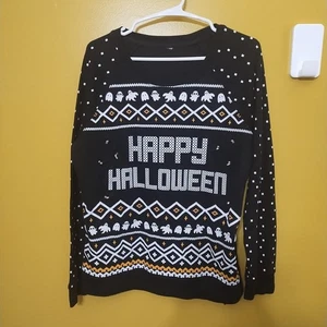 Happy Halloween Light Up Ghost Print Sweatshirt M/L - Bild 1 von 6