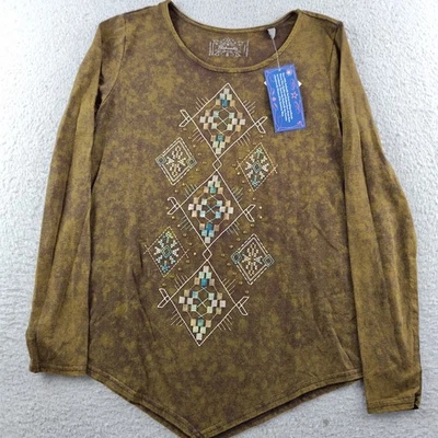 Blusa Panhandle Manga Larga Suroeste Para Mujer Pequeña Tonos Tierra Nueva Con Etiquetas Foto 1 de 4