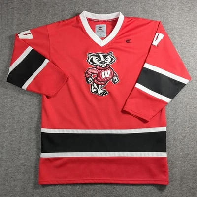 Colosseum University Wisconsin UW Badgers Hockey Jersey YOUTH 16-18 Large Red - Image 1 of 4