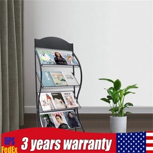 Newspaper Rack Magazine Stand Literature Holder Book Magazine Display Floor New - Picture 1 of 11