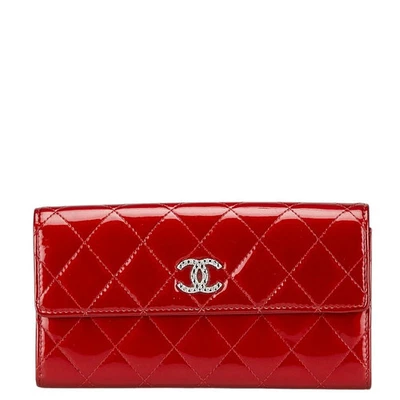 Cartera larga Chanel Coco Mark Matelasse charol rojo #RA04022 Foto 1 de 4