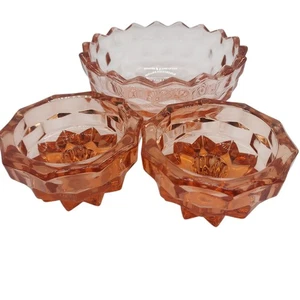 Vintage Peach Small Fruit Bowl and 2 Whitehall Block Peach Taper Candleholders - Picture 1 of 9