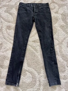 MNML Men’s Sz 31 Button Fly Jeans Black Ankle Zip 5-pocket Leg Stretch - Picture 1 of 9