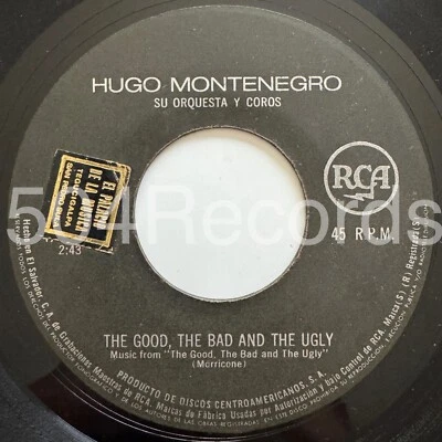 HUGO MONTENEGRO • The Good Bad and Ugly • RARE 45 • EL SALVADOR Ennio Morricone - Image 1 of 2
