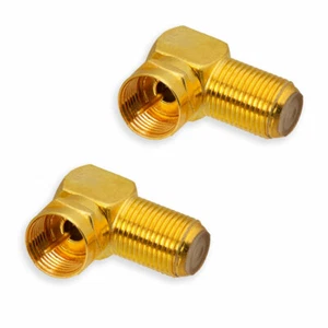 2x SAT F-Stecker 90° Winkelstecker Koaxialkabel F-Buchse auf F-Stecker vergoldet - Zdjęcie 1 z 4