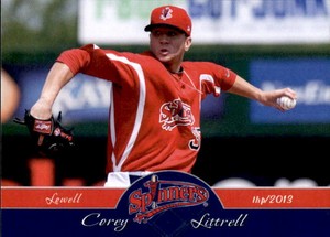 2013 Lowell Spinners Grandstand #24 Corey Littrell Louisville Kentucky KY Card