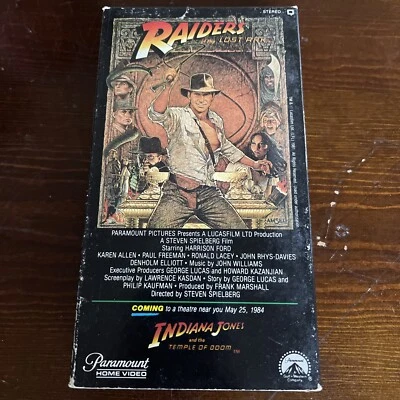 Raiders of the Lost Ark VHS Paramount 1981 First Release Steven Spielberg Rare  - Image 1 of 4