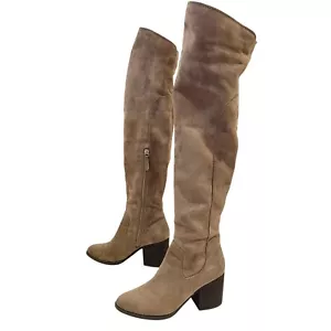 Mujeres BP Marrón Taupe Imitación Gamuza Informales Sobre la Rodilla Tacón Botas Talla 6.5 Boho - Imagen 1 de 9