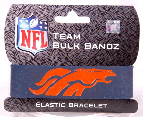 Denver Broncos BULK BANDZ-NFL Team Wrist Band-Logo-Elastic Bracelet-Blue Orange Cover