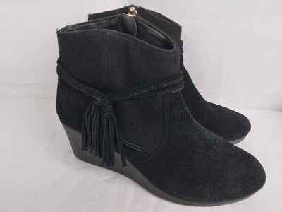 Crocs Leigh Borla Cuña Tobillo Cuero Cremallera Botín Gamuza Negro Para Mujer Talla 6 Foto 1 de 4