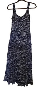 Kasper Blue Dots Lined Tank Top Summer Dress Sweep Hem Stitch Layers Size 10 - Picture 1 of 5