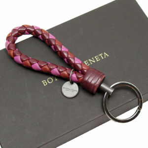 Bottega Veneta Key Ring Leather Pink Brown Unisex