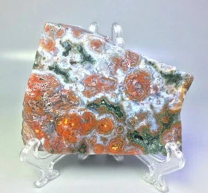 Best Natural Polished Ocean Jasper Agate Quartz Crystal Slice Stone Reiki Stand - Picture 1 of 7