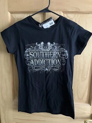 Camiseta Southern Addiction para mujer con placa de herradura S nueva con etiquetas Foto 1 de 4