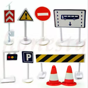 9pcs/set Plastic Road Traffic Sign Model Set Kids Toddler Pretend Play Toy Gift - Picture 1 of 7