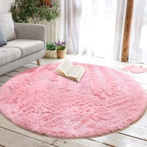 Infinity Round Shag Rug 100cm (Pink) - Picture 1 of 12