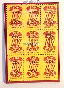 Sellos amarillos de colección de primer valor imán para nevera 2"" x 3"" arte nostálgico - Imagen 1 de 1