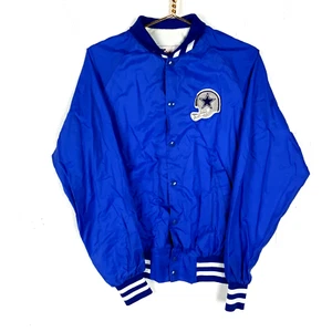 Chaqueta cortavientos vintage Dallas Cowboys talla mediana azul NFL botón a presión - Imagen 1 de 5