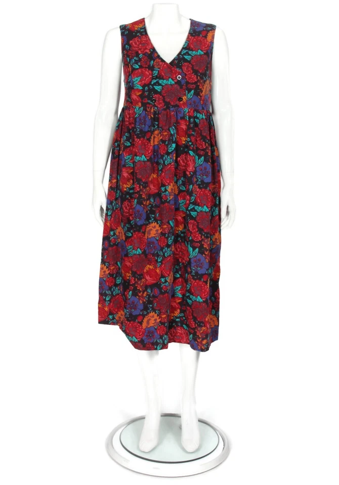 VTG LAURA ASHLEY Corduroy Dress Pinafore Jumper Cottage Y2K Floral sz 8 /961 - Image 1 of 4