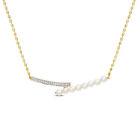 Amour Yellow Plated Sterling Silver 4-4.5mm FWP & White Topaz Barc Necklace