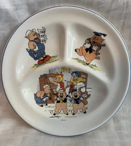 Vintage Patriot China Three Little Pigs 8" Divided collectible Plate - Picture 1 of 2