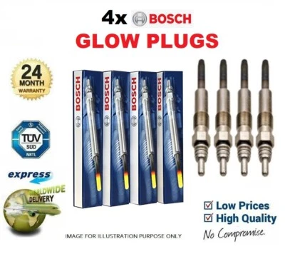 4x BOSCH DIESEL GLOW PLUGS for RENAULT TRAFIC III Bus 1.6 dCi 145 2015-on - Image 1 of 4
