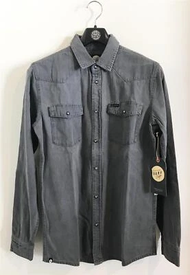 Rip Curl Mens S SURF CRAFT DENIM SHIRT Casual Long Sleeve - Grey Rrp $89.99 - Image 1 of 4