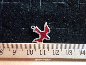 Vintage Sterlingsilber Emaille roter Vogel Armband/Halskette Charm/Anhänger getestet+ - Bild 1 von 2