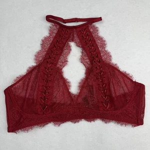 Victoria's Secret Bralette Womens XL Lace Halter Sheer Lingerie Crop Top Sexy - Picture 1 of 4