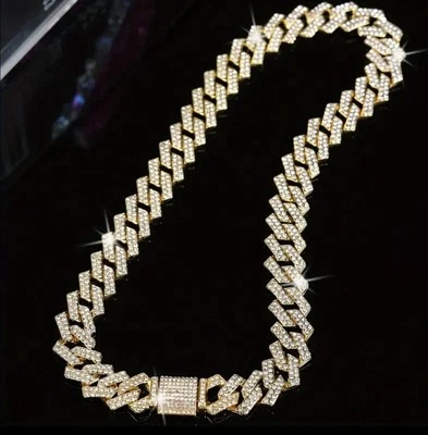 Iced Out Bling Cuban link Chain Kubanische Kette 55cm + Armband Hochwertig NEU - Bild 1 von 2