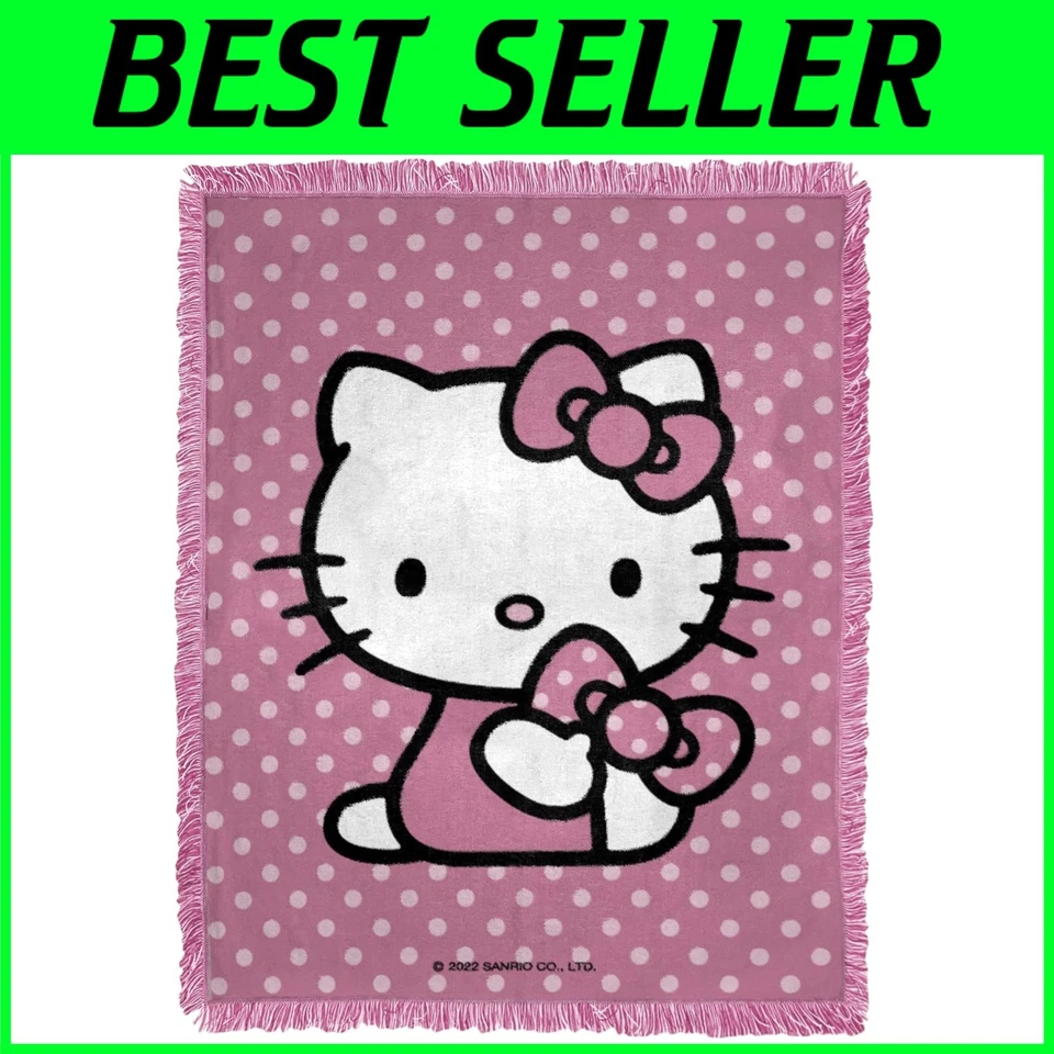 Lanzamiento de jacquard a lunares Hello Kitty, 46" x 60" Foto 1 de 4