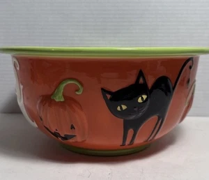 Kohls Halloween Ceramic Bowl Bats Ghost Jack O Lantern Candy Chip Dish Trick 11” - Picture 1 of 9