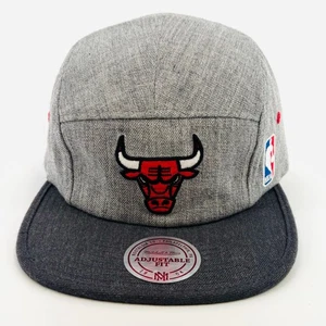 Chicago Bulls 5 Panel Hat Cap Clip Back Adjustable Mitchell & Ness Heather Grey - Picture 1 of 10