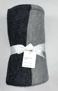 NEW POTTERY BARN Gray Lamb's Wool Stripe Throw 50 x 70 Premium Quality $149 - Picture 1 of 6