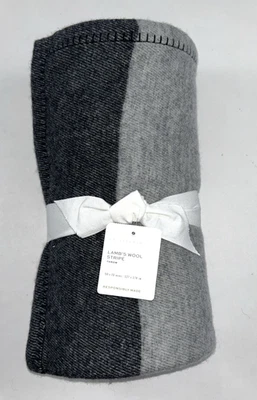 NEW POTTERY BARN Gray Lamb's Wool Stripe Throw 50 x 70 Premium Quality $149 - Image 1 of 4
