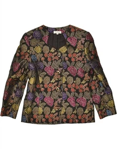 RENATO BALESTRA Womens 4 Button Blazer Jacket IT 44 Medium Black Floral AX09 - Picture 1 of 3