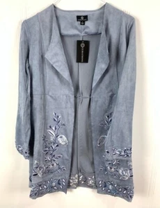 Curation Caravan Womens Bohemian Glamour Topper Blue Floral Embroidered XS New - Picture 1 of 7