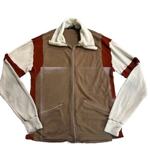 Chaqueta deportiva vintage años 70 JCPenney marrón cremallera completa retro a rayas medianas - Imagen 1 de 24