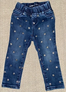 GIRLS BABY GAP BLUE & SILVER POLKA DOT JEANS JEGGINGS LEGGINGS PANTS Size-2 YEAR - Picture 1 of 4