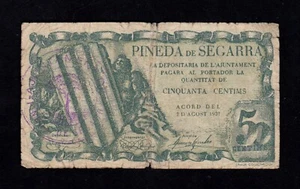F.C. PINEDA DE SEGARRA (LÉRIDA) , 50 CENTIMOS , B/C . - Imagen 1 de 2