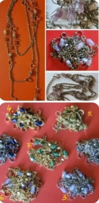 Collana QUARZO perline CATENINA c argento ANELLI bigiotteria 158 mm VINTAGE '80 - Immagine 1 di 4