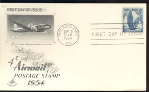 1954 FDC - Scott # C48 - 4 centavos correo aéreo en cartulina - arte artesanía caché UA #A - Imagen 1 de 1