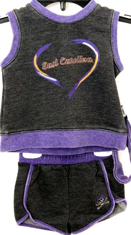 NEW East Carolina Pirates ECU Colosseum Distressed Outfit shorts Infant 6-12 Mo Cover