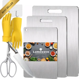 9-in-1 Cutting Board Set, 3Pcs, SUS304 Stainless Steel with Knife, Shear - Picture 1 of 12